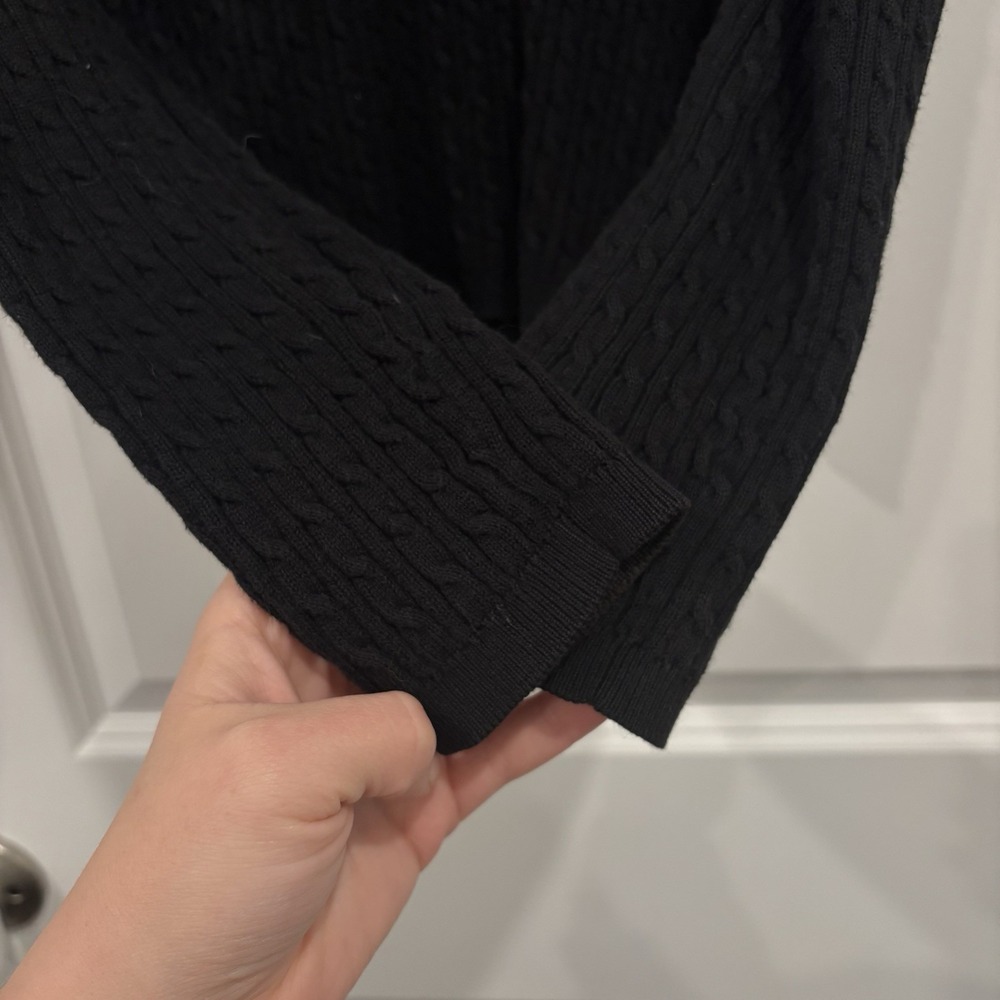 Jones New York Sport Black Cable‎ Knit Long Sleeve Sweater Top Womens S - Picture 2 of 5